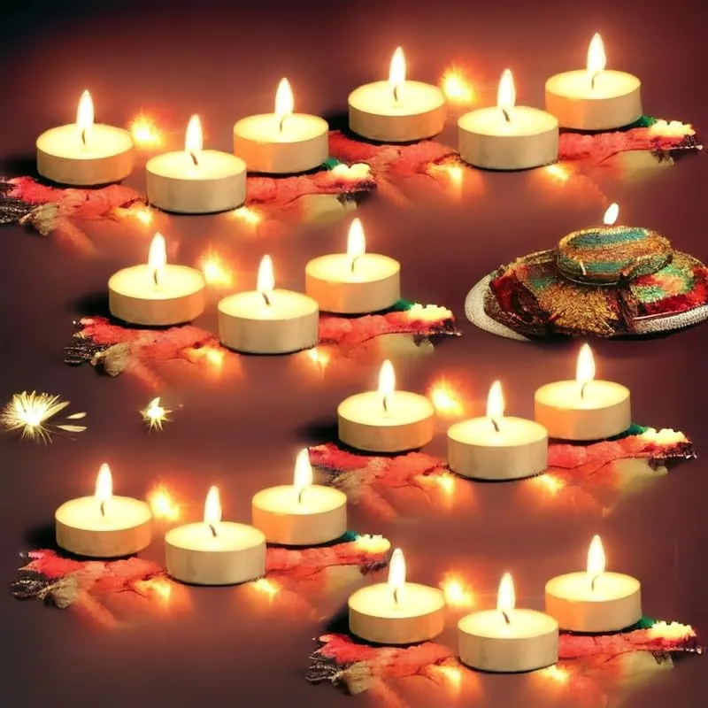 IMAGICART Wax Tealight Candles, 3 to 4 Hours Long Time Buring Wax Tealight Candle, Unscented, Smokeless, No Residue Tea Light Candles for Diwali/Chritmas/Festival Home Decoration (Pack of 600)