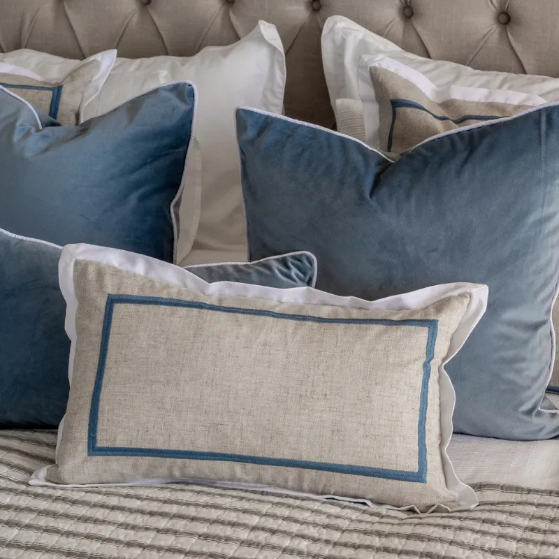 Mirage Haven Carter Flange Linen Duck Egg Blue 30x50cm Cushion Cover
