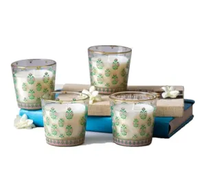 MiRooh Angoor Bela Forest Glass Votive Scented Candles for Home Decoration (Set of 4)