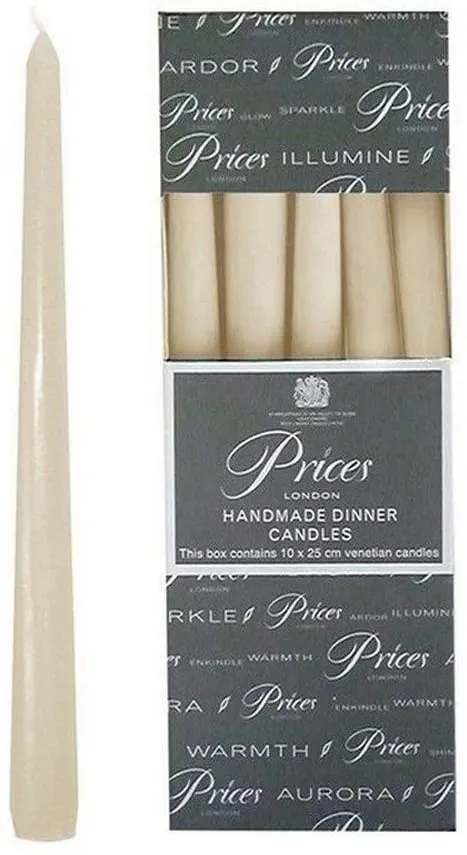 Price's Candles - 10" Venetian Wrapped Dinner Candles - Ivory - 10 Pack