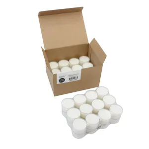 Unscented Long Burning Clear Cup Tealight Candles, 8 Hour Extended Burn Time, White (Bulk 48 Pack)